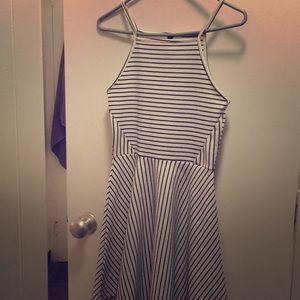 H&M White Pinstriped Midi Dress